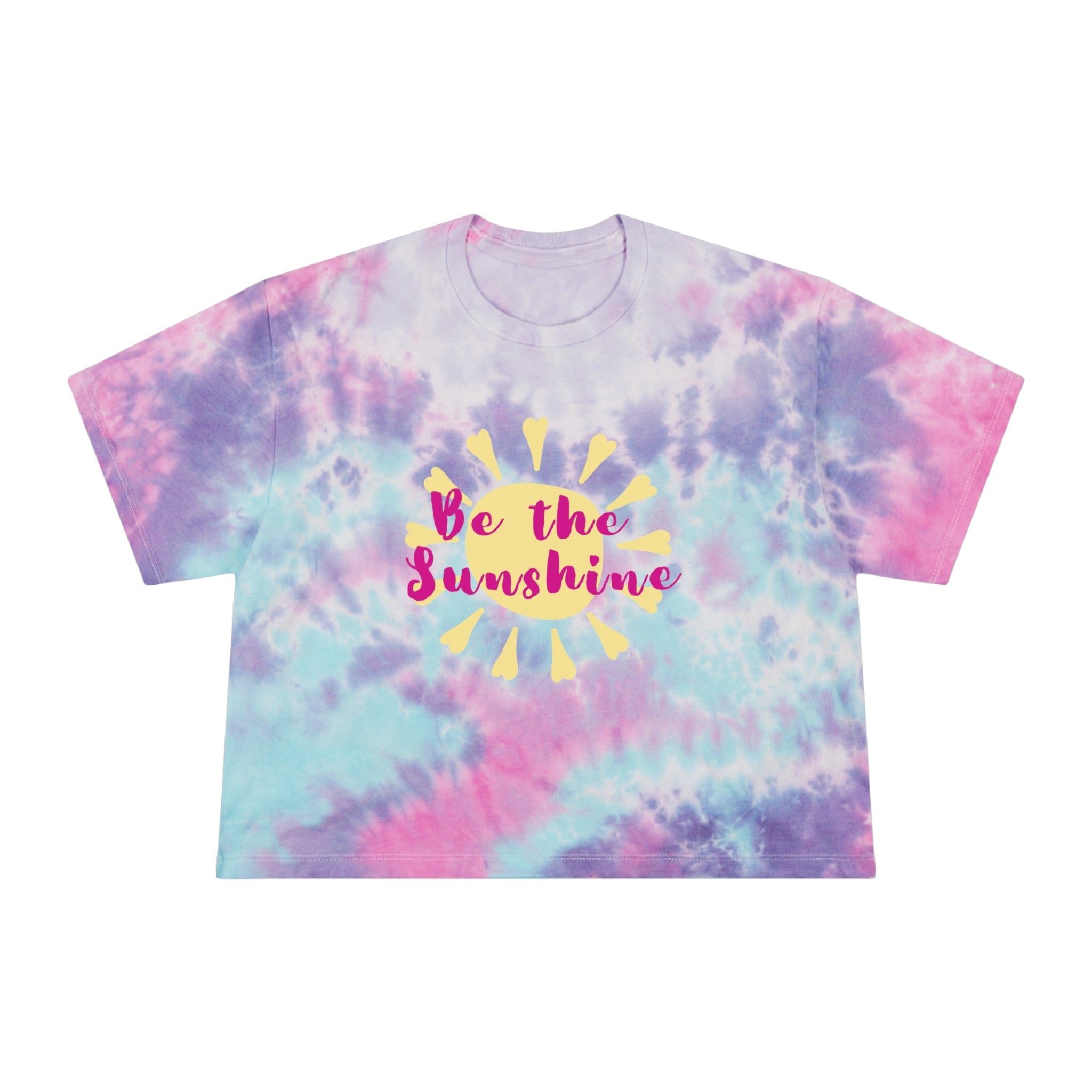 Tie-Dye Crop Tee — "Be the Sunshine" Pastel Sun Graphic