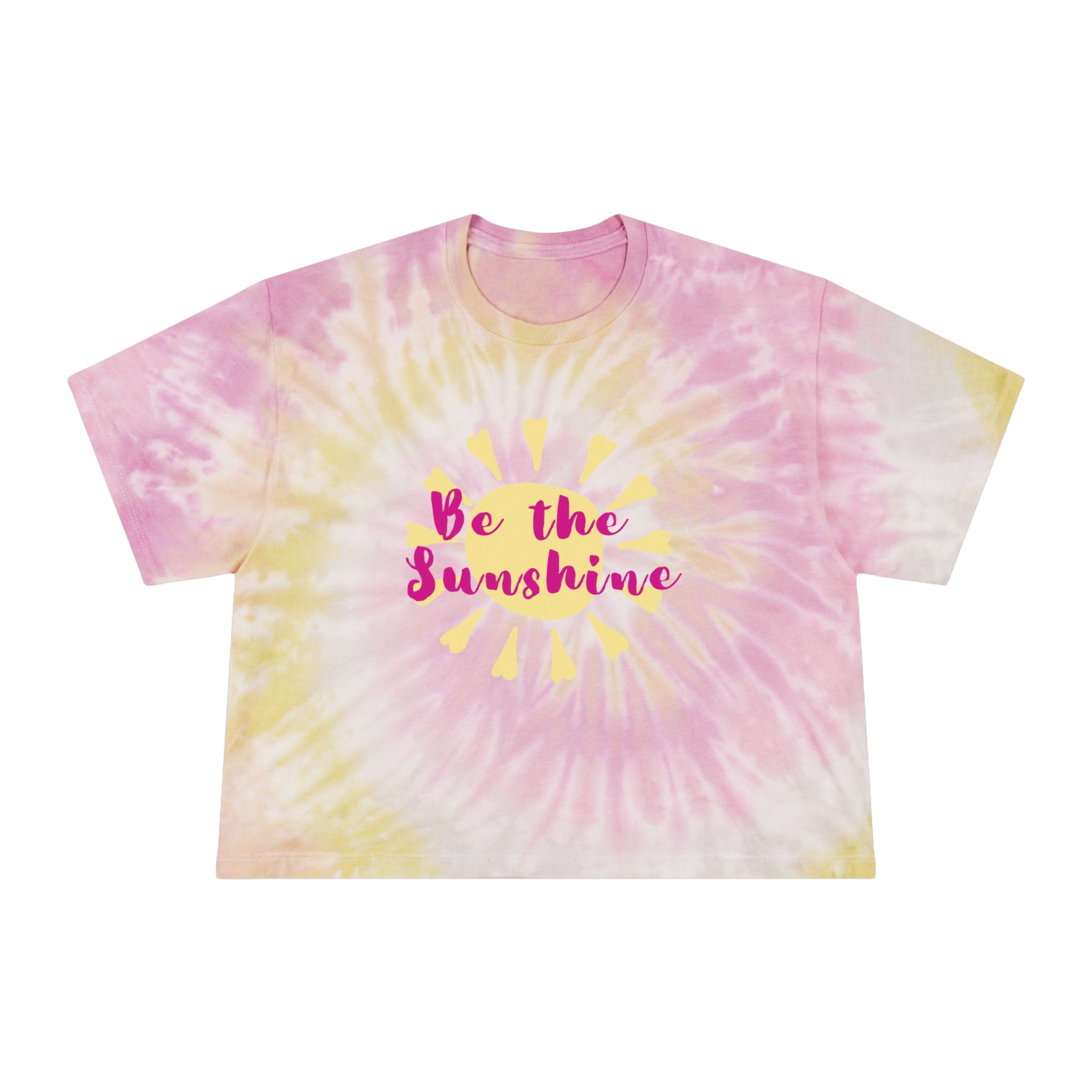 Tie-Dye Crop Tee — "Be the Sunshine" Pastel Sun Graphic