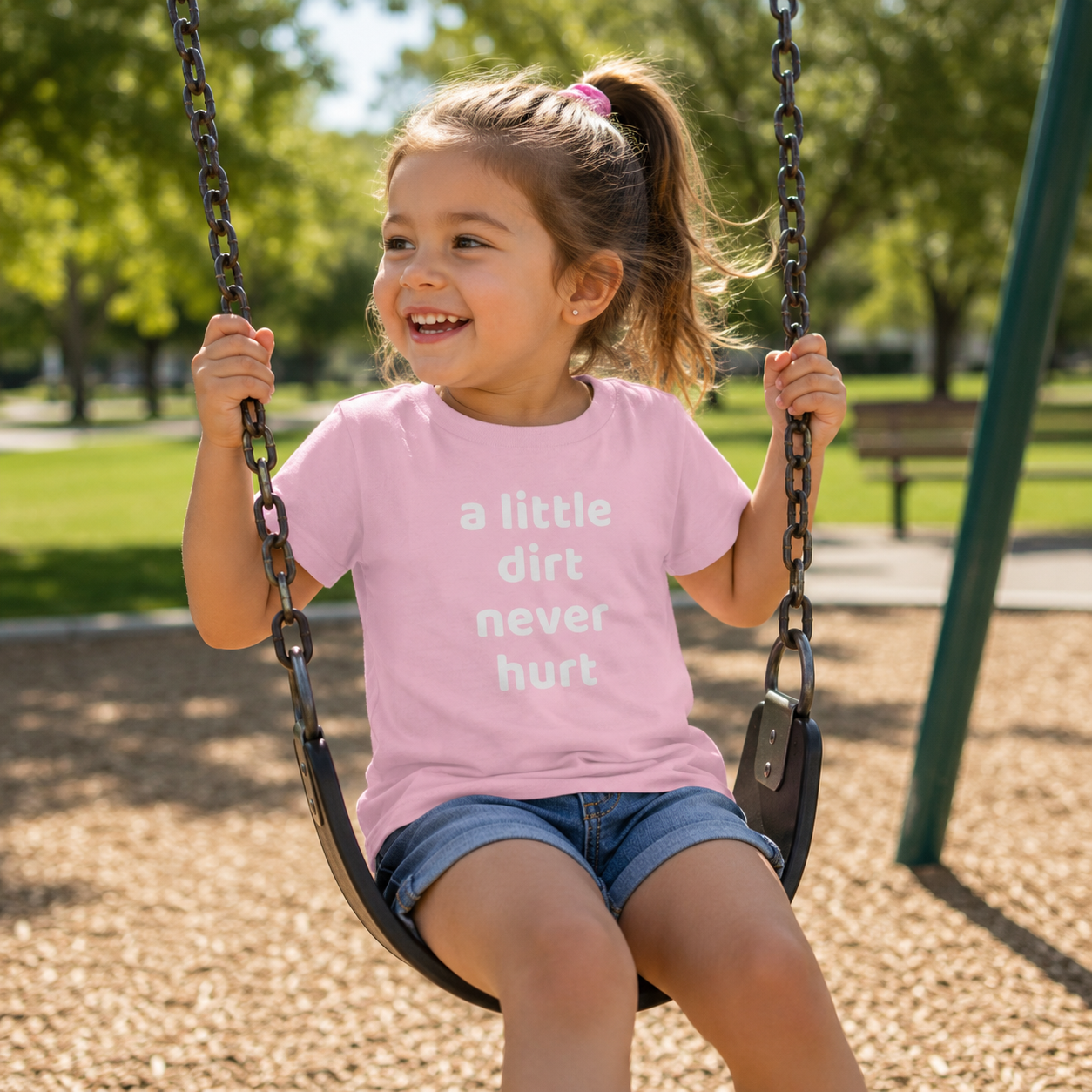 Toddler T‑Shirt — “a little dirt never hurt” Cute Playtime Tee for Active Kids